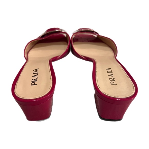 PRADA Sz 10/40 Fuchsia Open-Toe Short Chunky Heel Sandal - RESORT WEAR - Picture 6 of 9